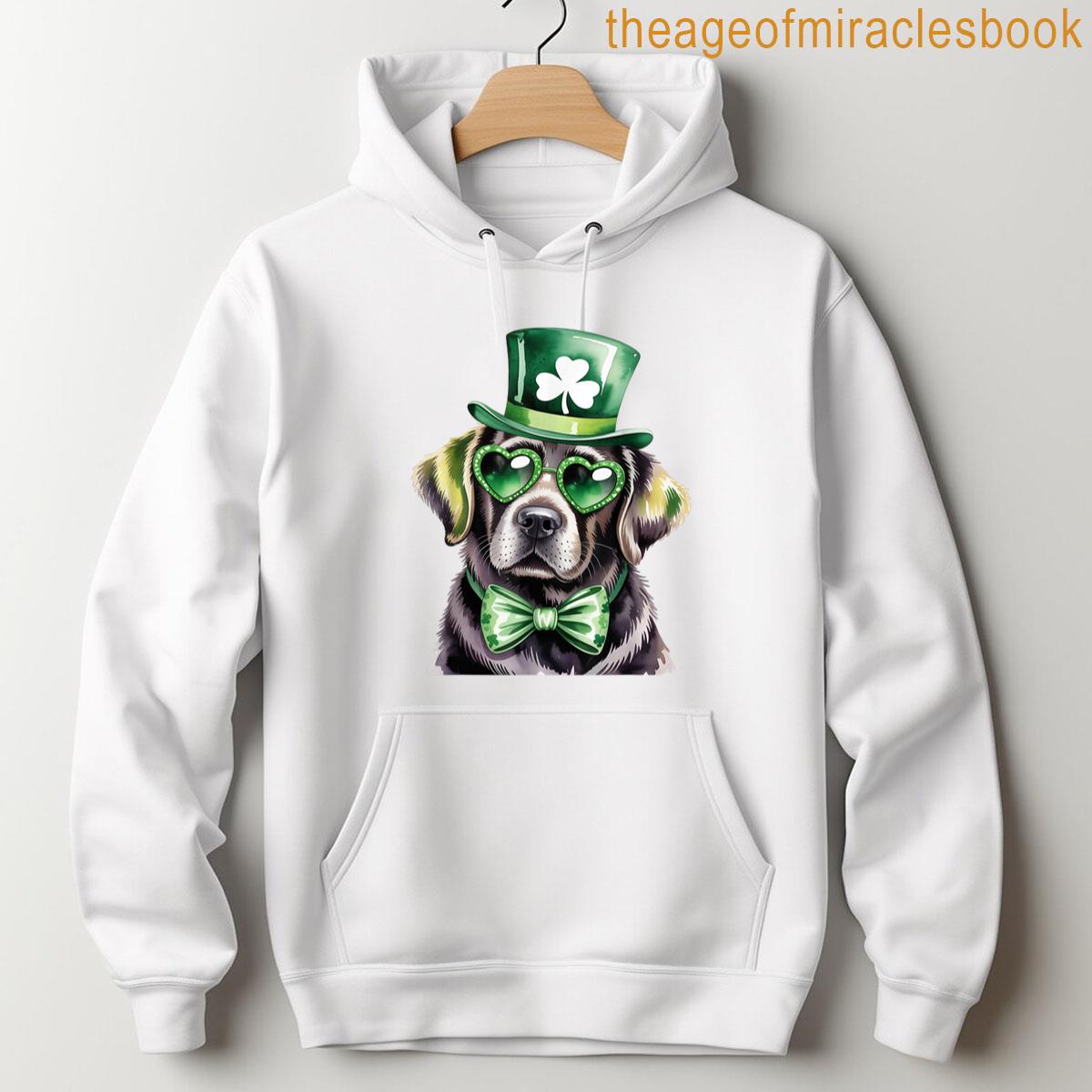 Alternative view of Black Labrador Dog St Patricks Day Shamrocks T-shirt
