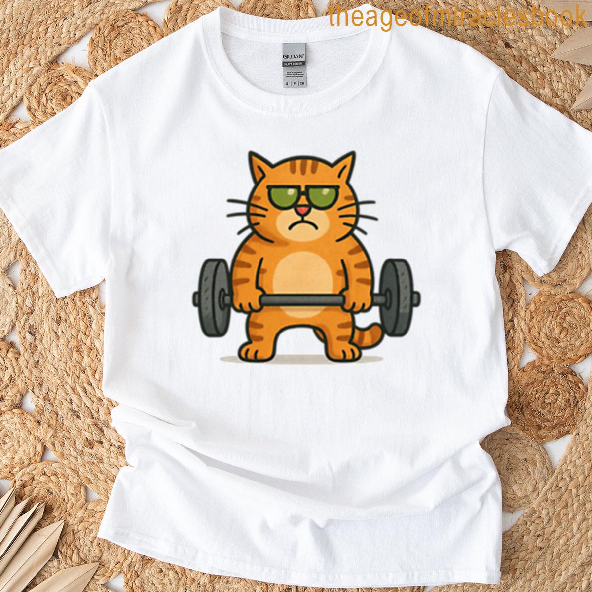 Yoko The Strong Cat Funny Weightlifting Gym Cartoon T-shirt
