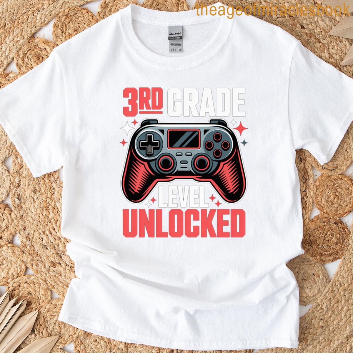 3rd Grade Level Unlocked Gamer Design T-shirt