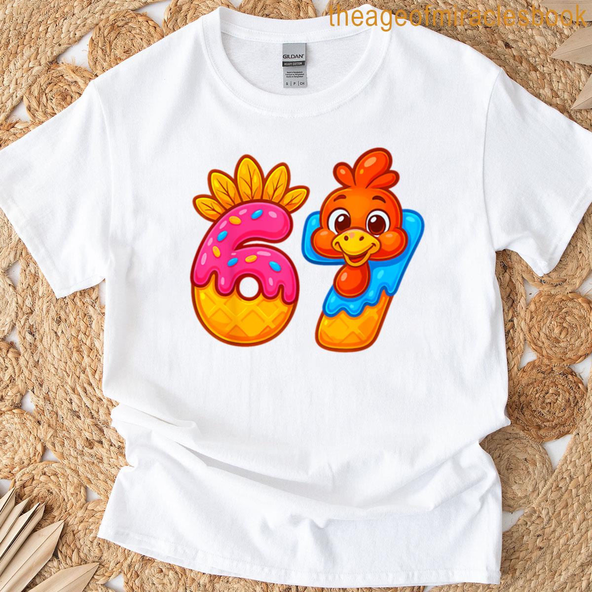 67 Thanksgiving Funny Meme Turkey 6 7 Ice Cream Drip Turkey T-shirt