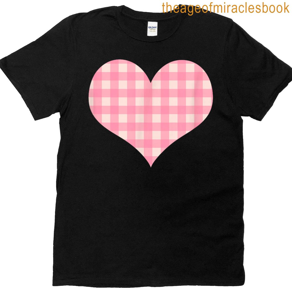 Cute Soft Light Pink Cream Gingham Plaid Checkered Pattern T-shirt