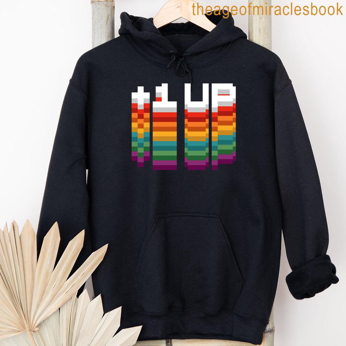 Alternative view of 1up Lgbt - Colorful Pixel Extra Life With Dark Colors T-shirt