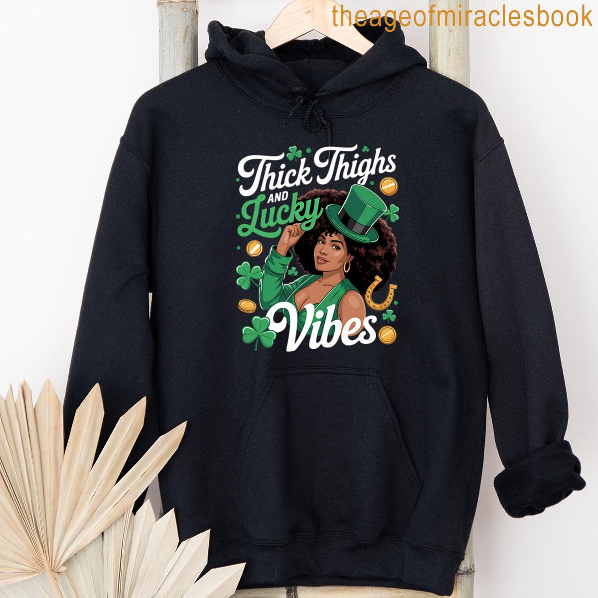 Alternative view of Thick Thighs Lucky Vibes St Patricks Day Melanin Black T-shirt