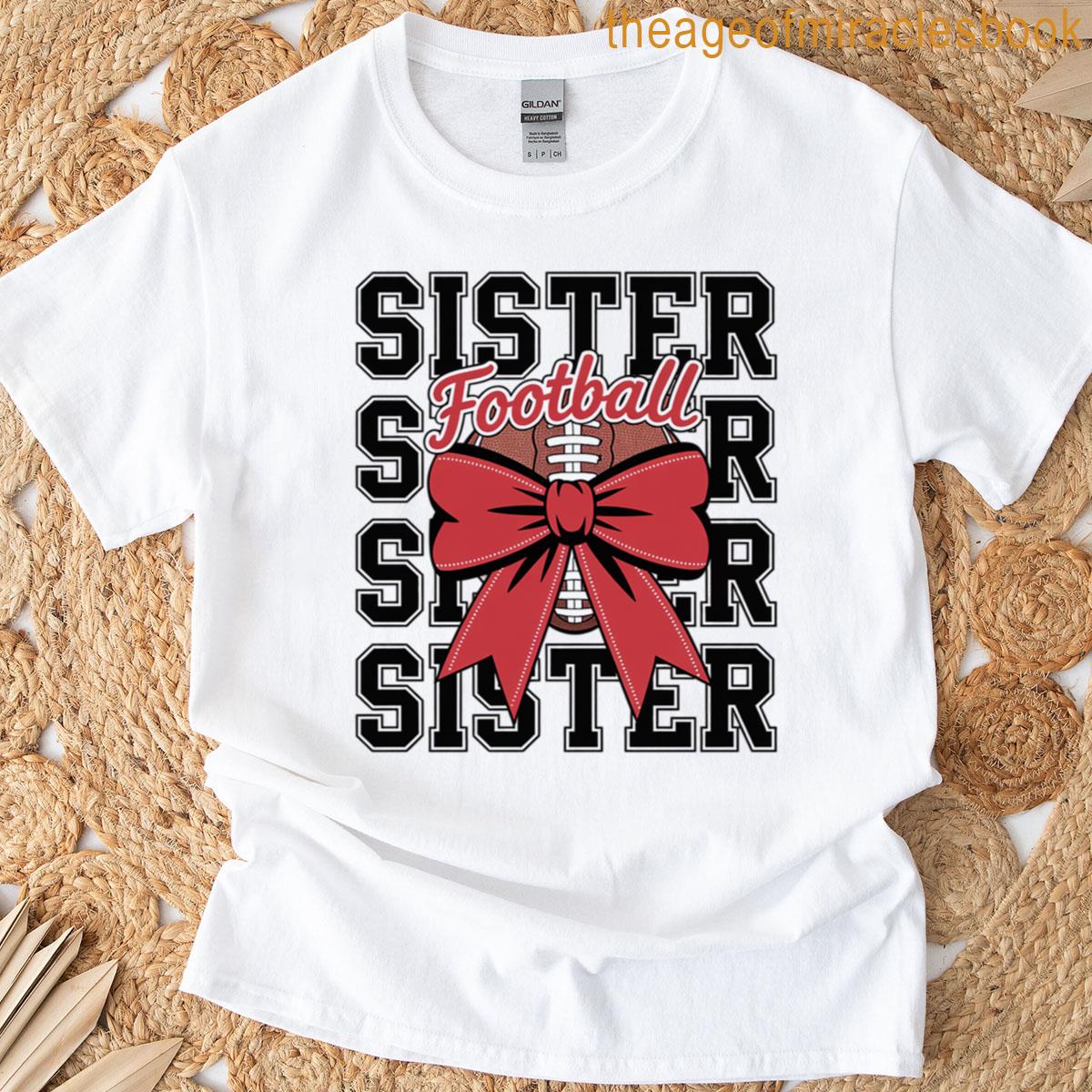 Youth Football Sister Coquette Bow Cute Teen Girl Game Day T-shirt