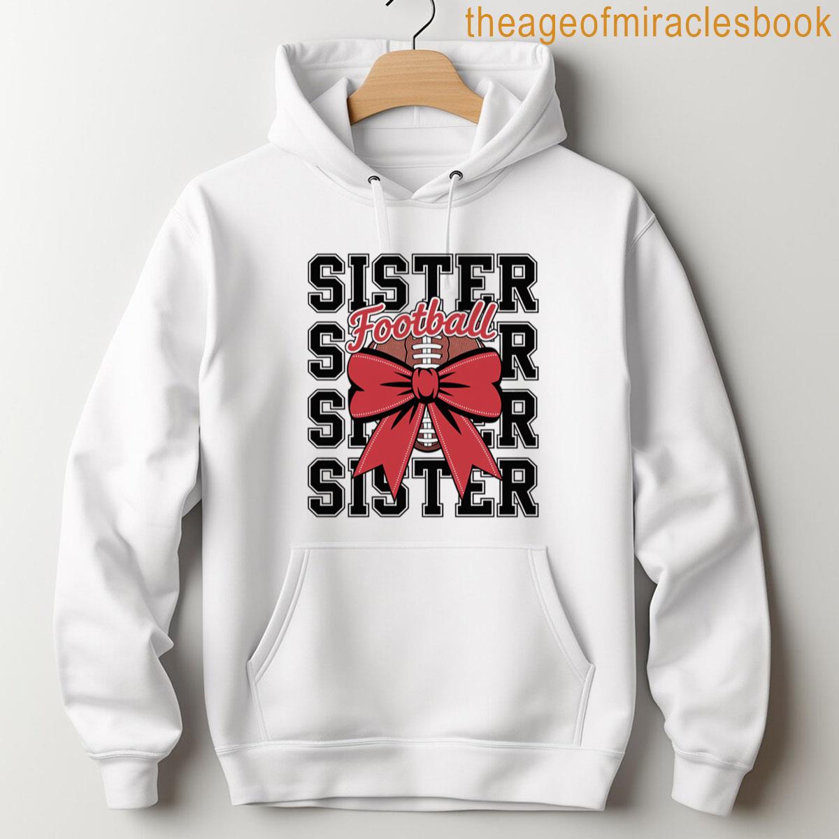 Alternative view of Youth Football Sister Coquette Bow Cute Teen Girl Game Day T-shirt