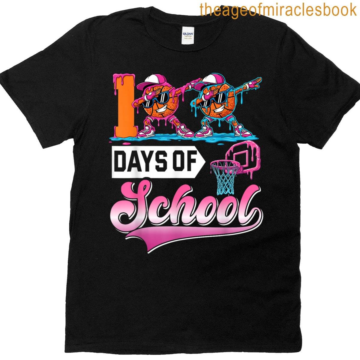 100 Days Of School Boys Basketball Drip 100th Day Teacher T-shirt