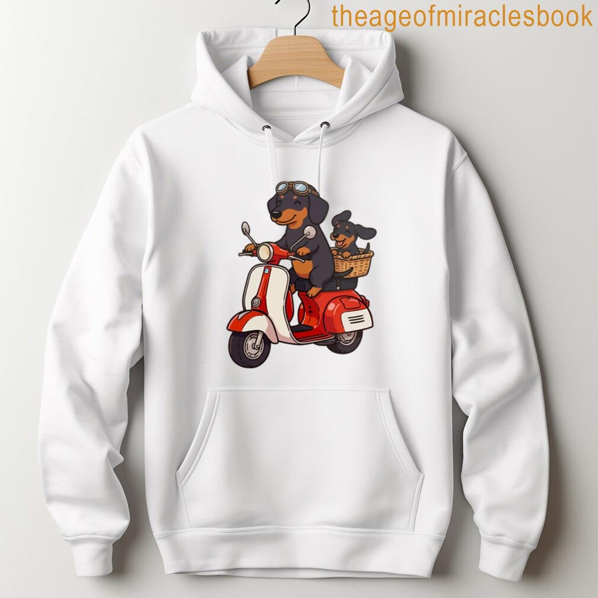 Alternative view of Adventure Sausage Dogs Cute Dachshund Puppy On Retro Red Scooter T-shirt