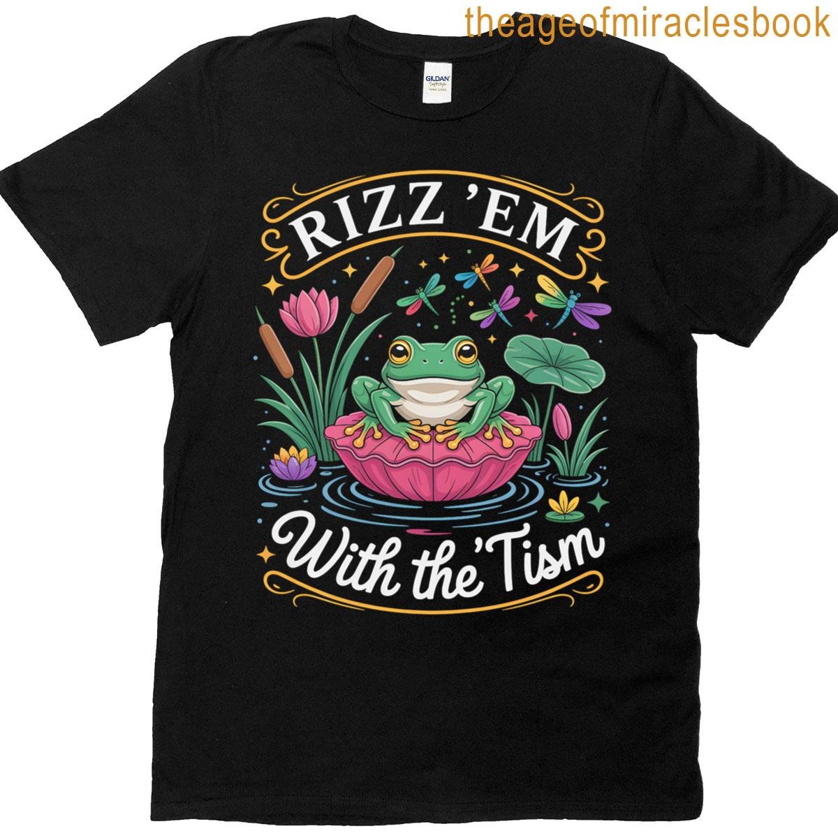 Be In Awe Rizz ’em With Tism Frog Prince Autism Dad Mom Premium Tri-blend T-shirt