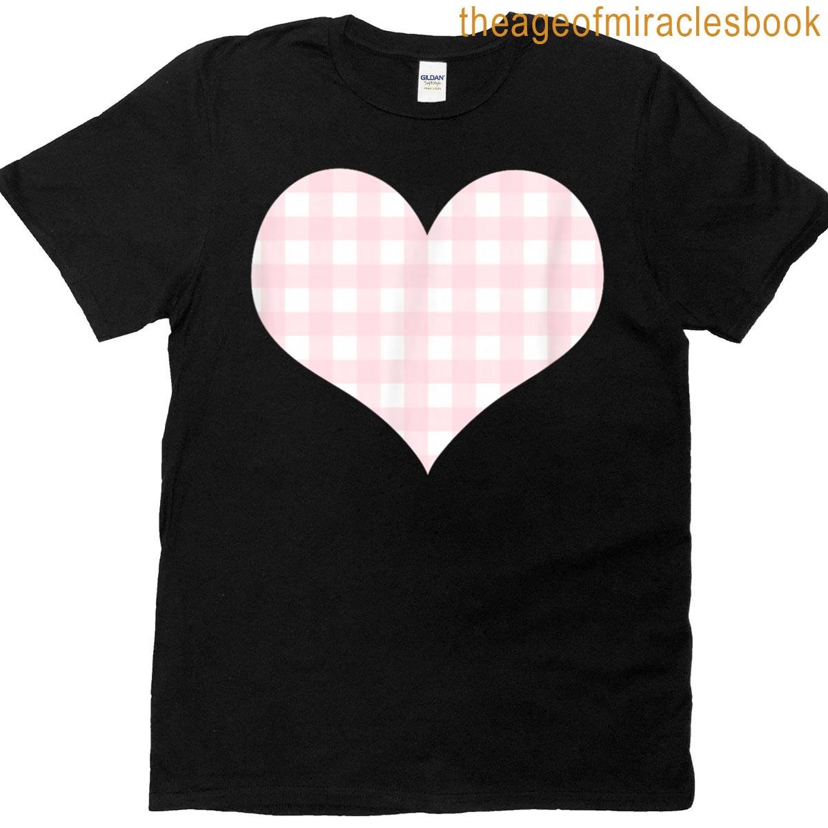 Cute Soft Light Pink Gingham Check Plaid Checkered Pattern T-shirt