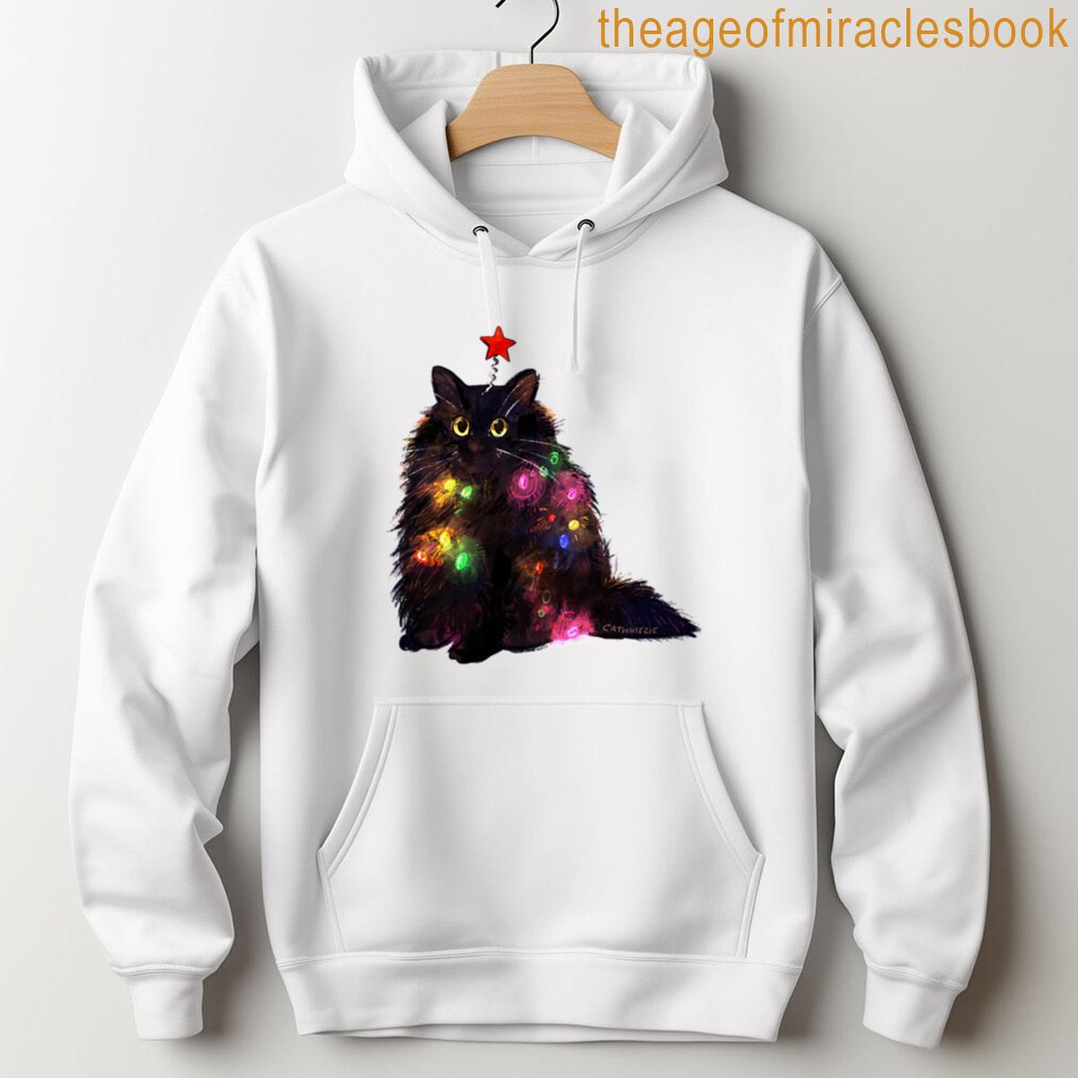 Alternative view of 12 Day Of Catmas Day 1 Christmas Lights Black Cat T-shirt