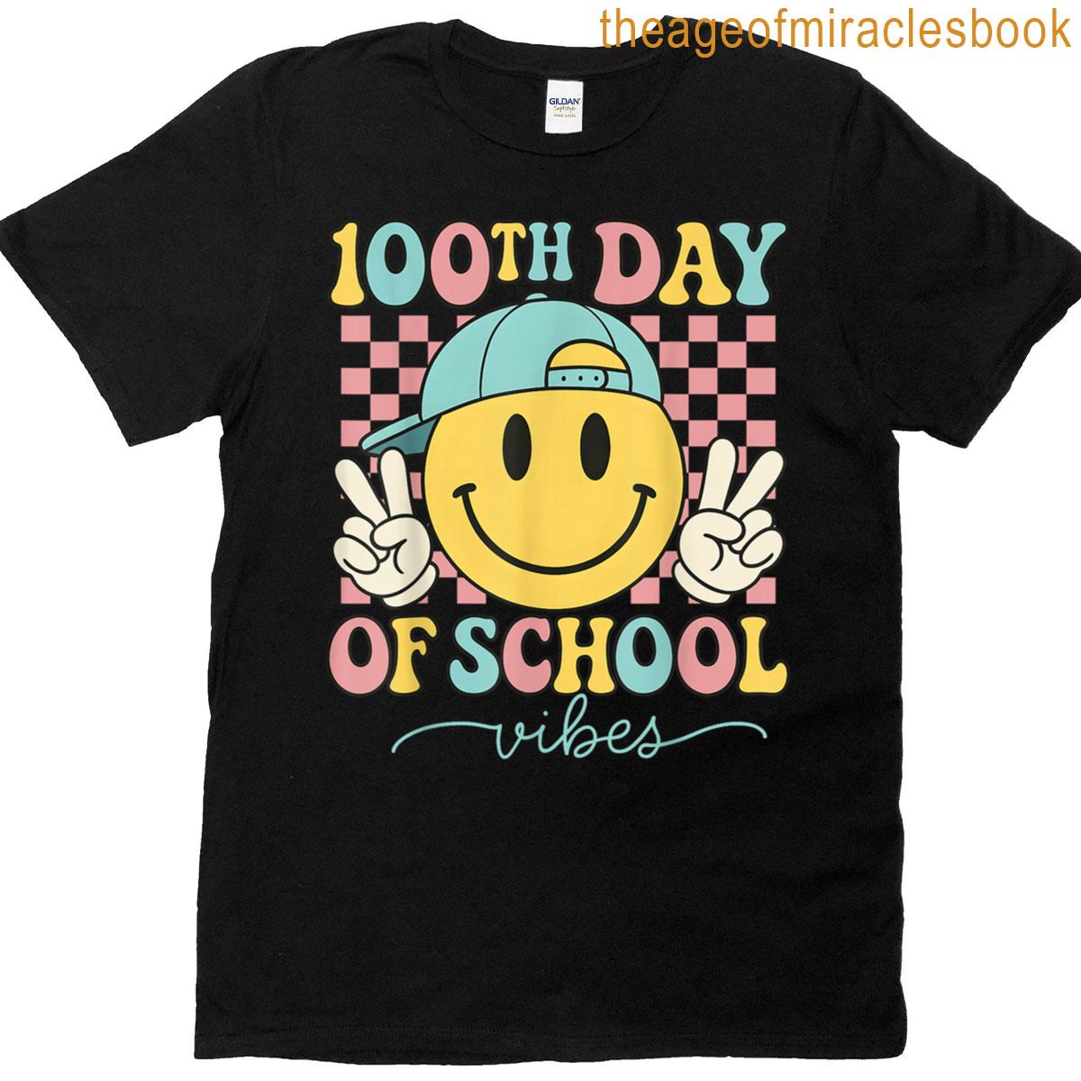 100th Day Of School Vibes 100 Days Teacher Boy Girl Kid T-shirt
