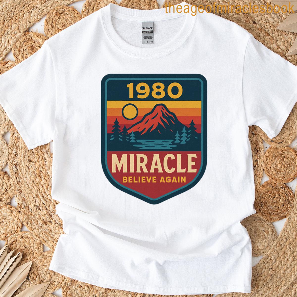 1980 Miracle Retro Lake Badge Believe Again Usa Hockey Tribute T-shirt