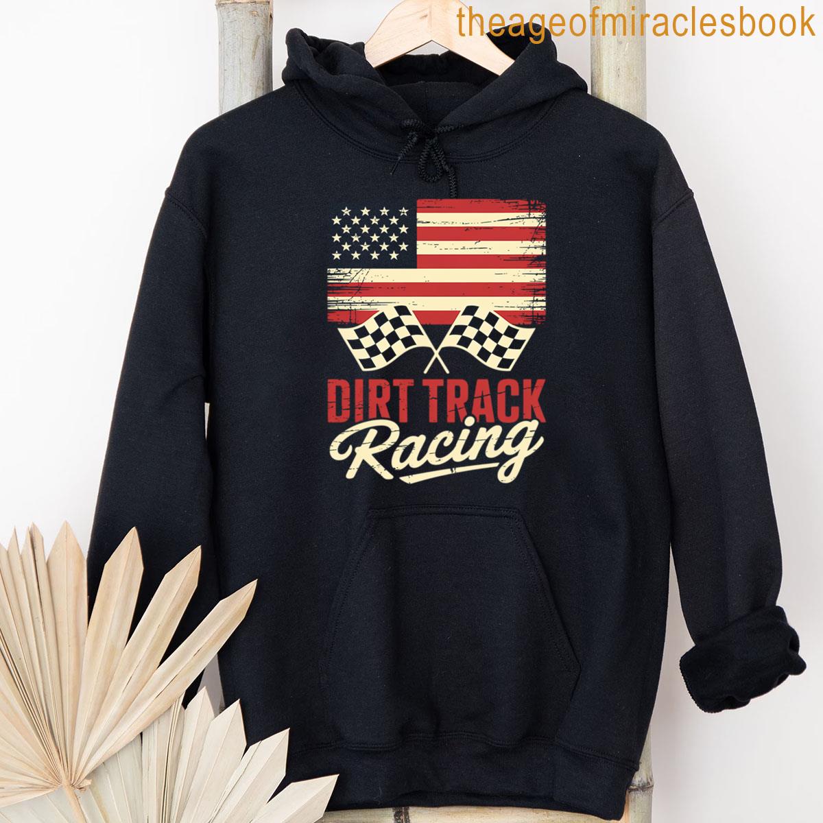 Alternative view of American Flag Dirt Track Racing Car Bike Driver Racer Gift T-shirt
