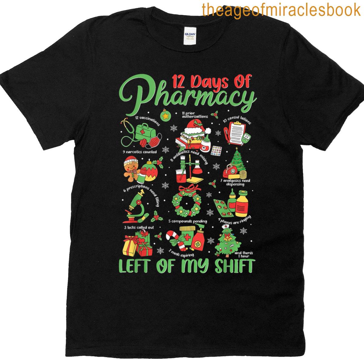12 Days Of Pharmacy Christmas Pharmacy Tech Pharmacist T-shirt