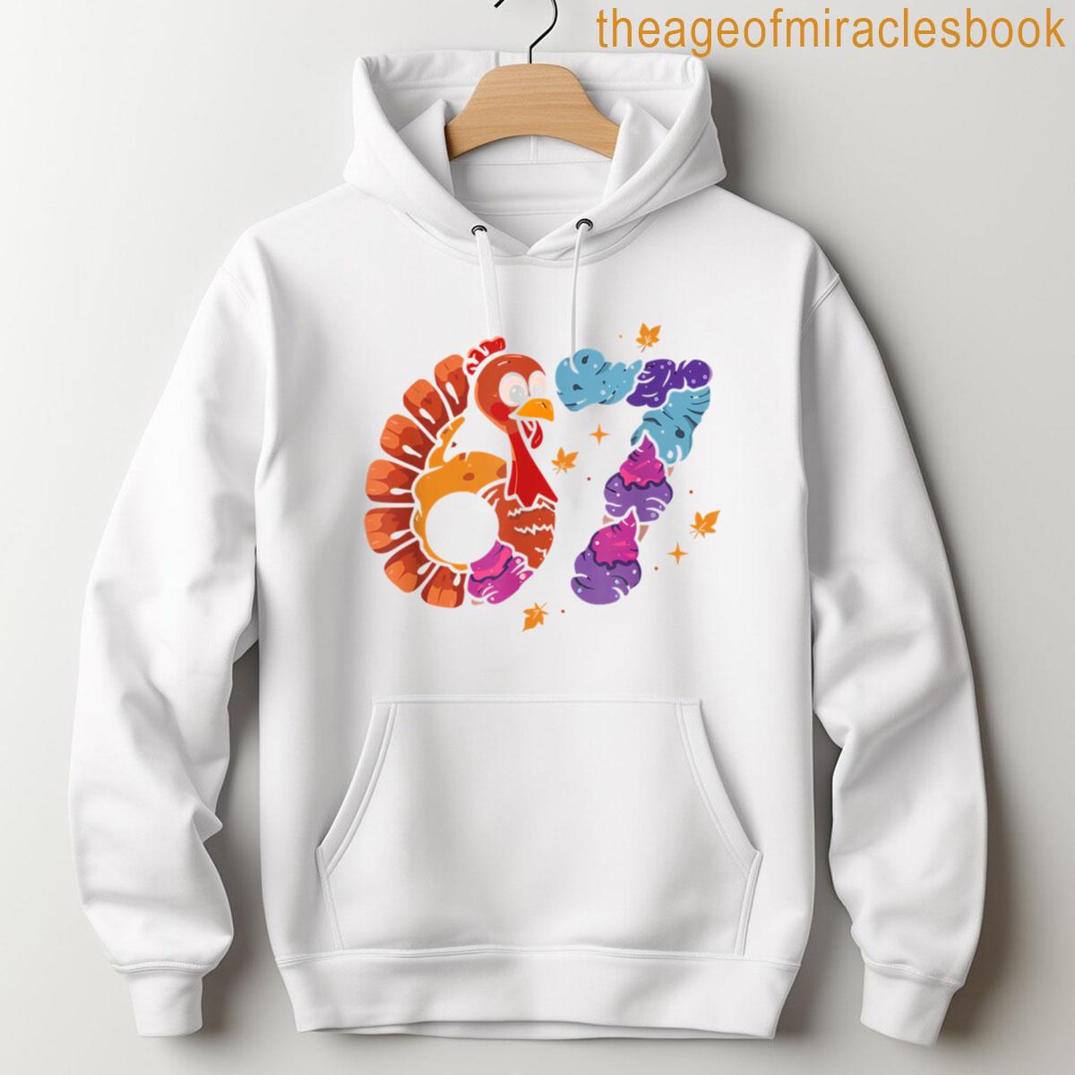 Alternative view of 67 Funny Turkey Thanksgiving Ice Cream Six Seven Kids Boys T-shirt
