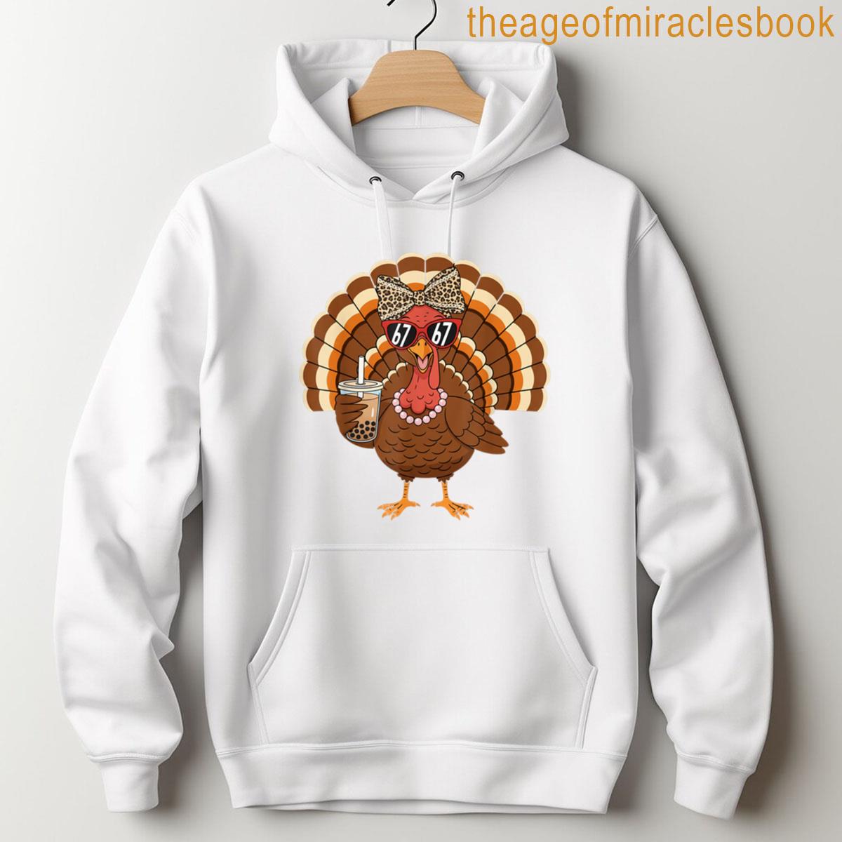 Alternative view of 67 Meme Humor Turkey Bow Turkey Day Thanksgiving Womens 6-7 T-shirt