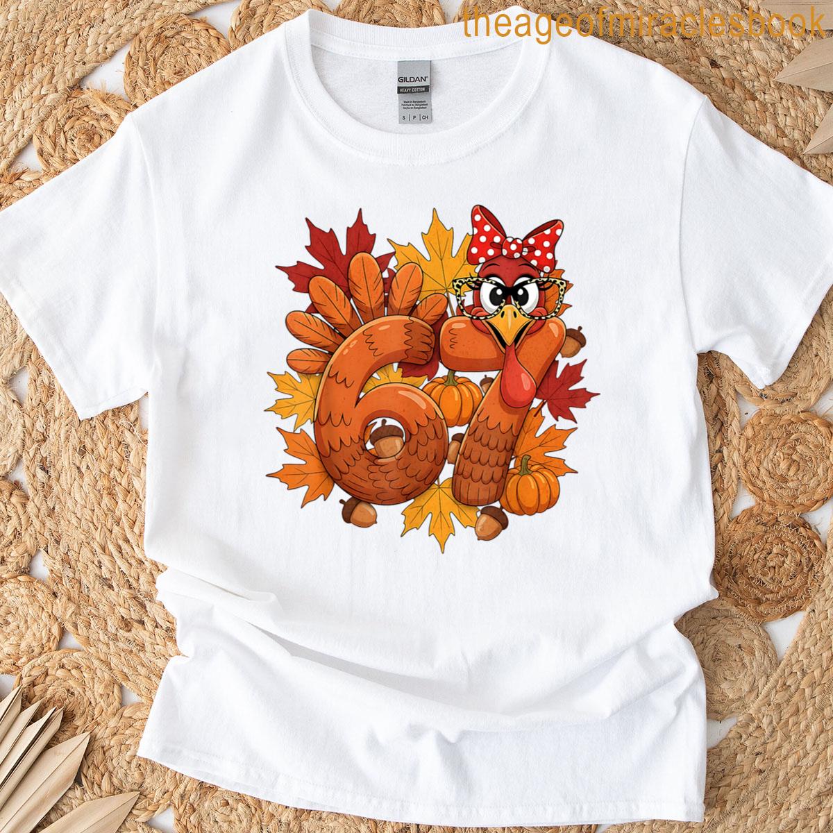 67 Meme Thanksgiving Turkey Day 6 7 Leopard Print Glasses T-shirt