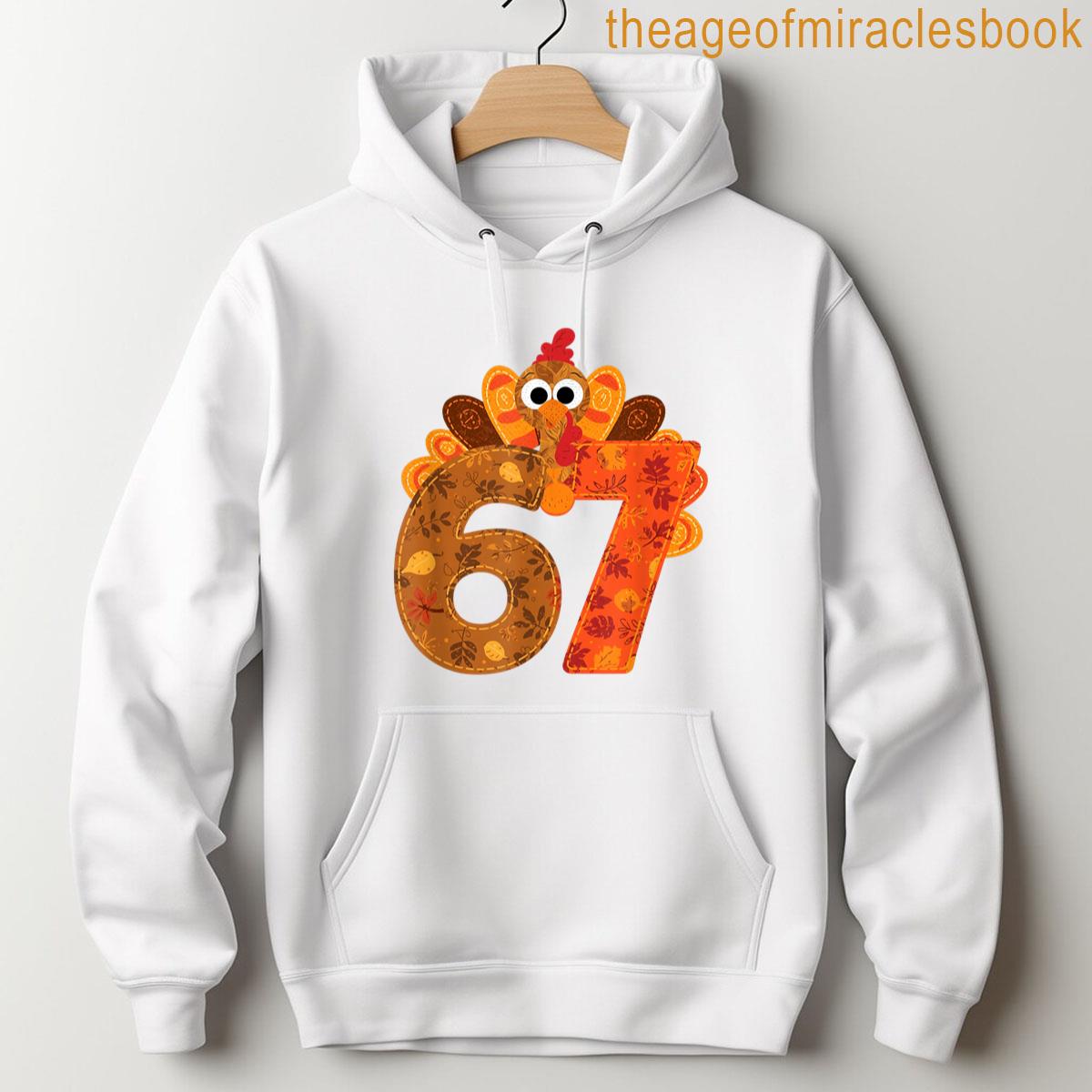 Alternative view of 67 Thanksgiving Cute Turkey Funny Six Seven Boys Kids Men T-shirt