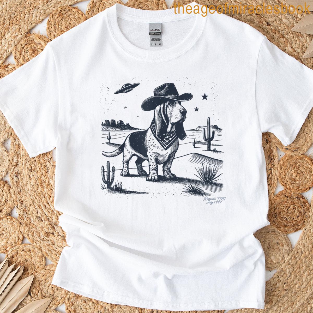 Basset Hound Cowboy Vintage Ufo Dog Mom Pet Dad T-shirt