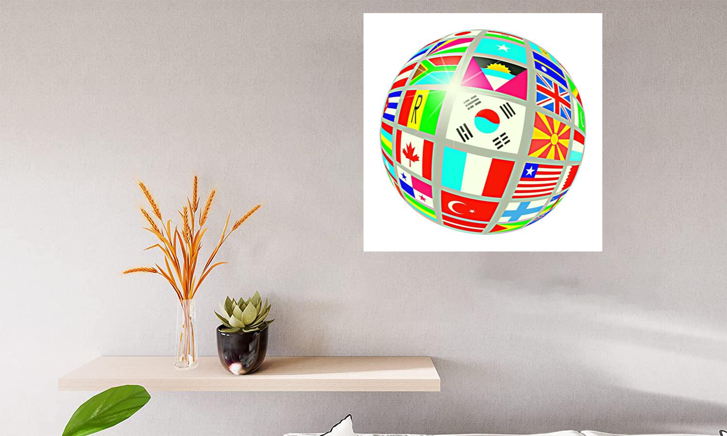 Flags In A Globe Shape. This Image Modified Design And Created By