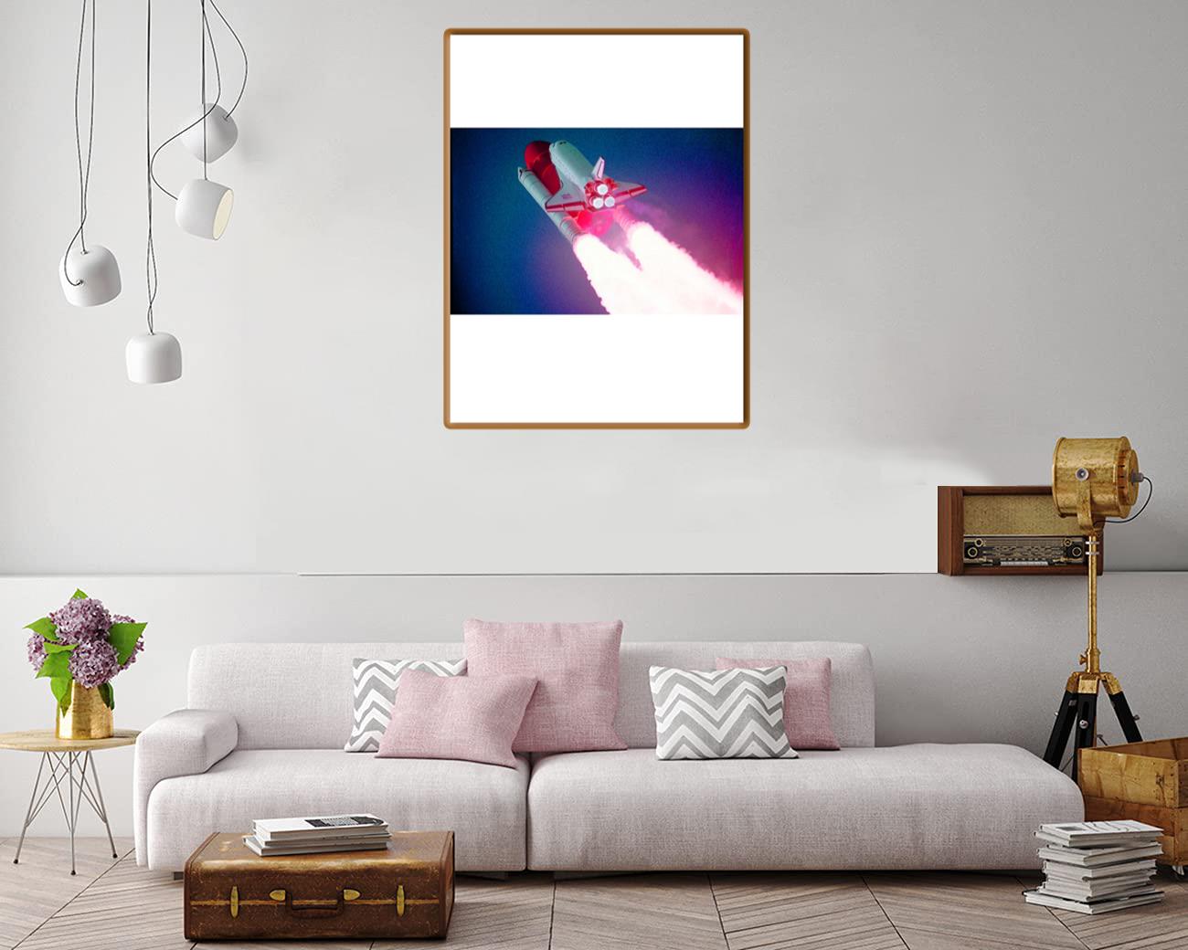 Rocketship Blast Off Colorful Outer Space Spaceship Spacecore Canvas Print Canvas, Poster